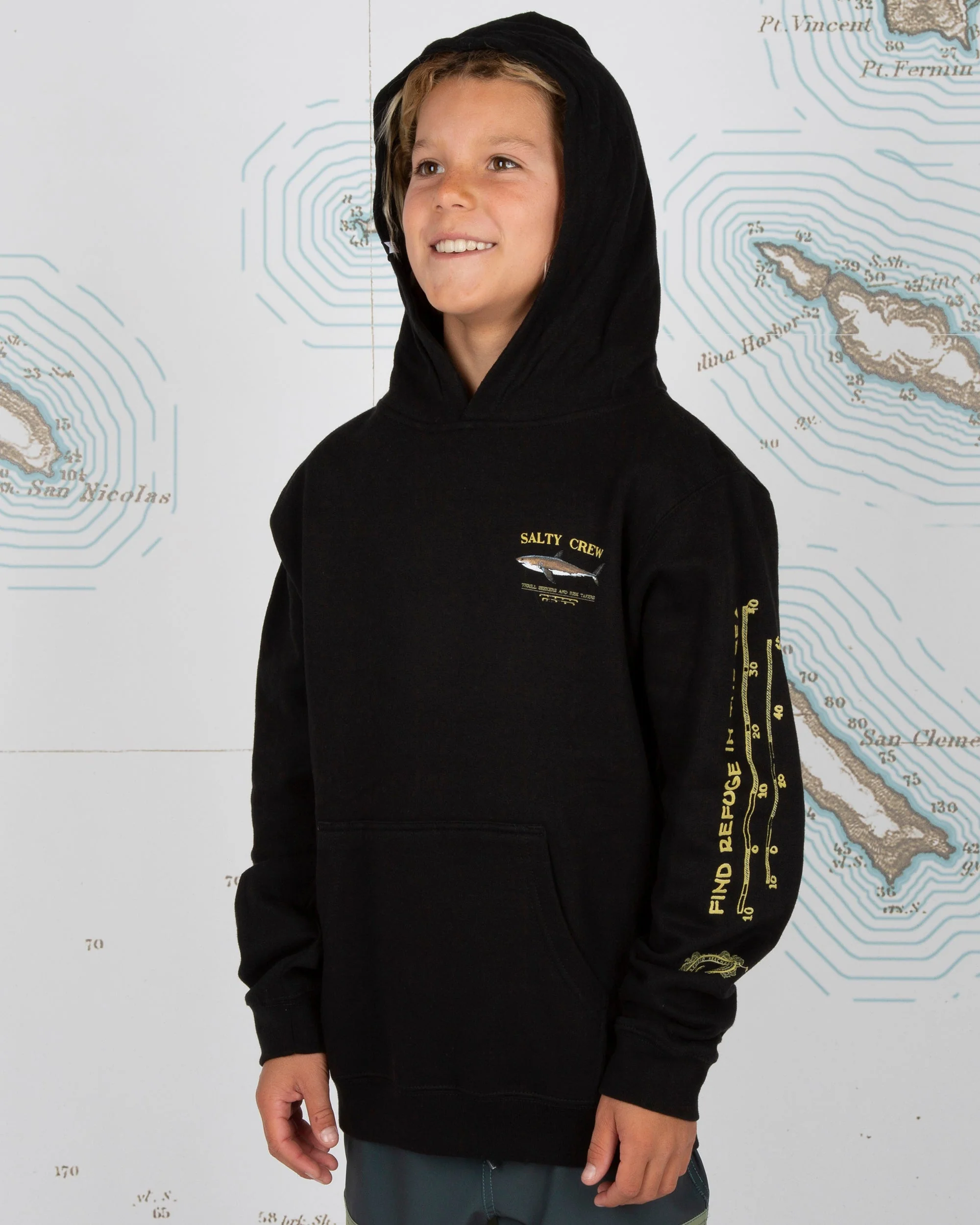 Bruce Boys Hood Fleece - Black - Image 6